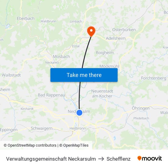 Verwaltungsgemeinschaft Neckarsulm to Schefflenz map