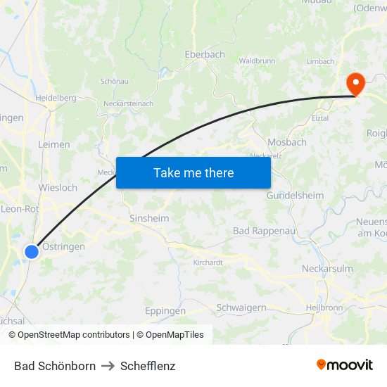 Bad Schönborn to Schefflenz map