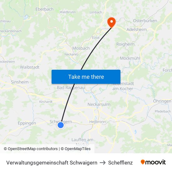 Verwaltungsgemeinschaft Schwaigern to Schefflenz map