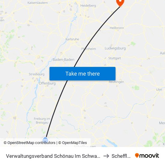 Verwaltungsverband Schönau Im Schwarzwald to Schefflenz map