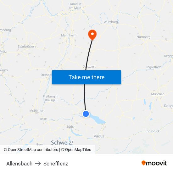 Allensbach to Schefflenz map