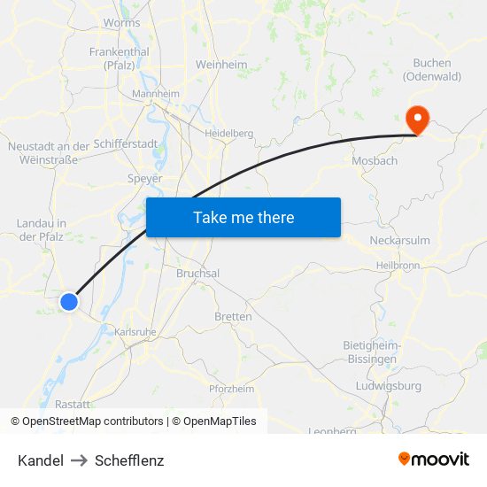 Kandel to Schefflenz map