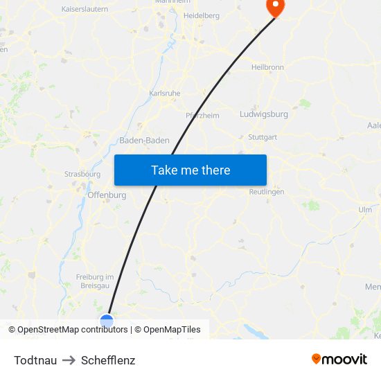 Todtnau to Schefflenz map