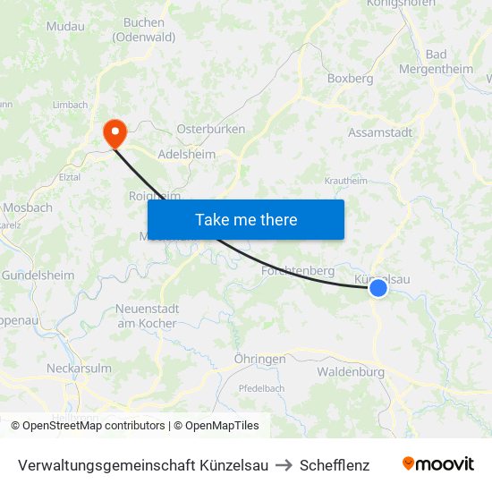 Verwaltungsgemeinschaft Künzelsau to Schefflenz map