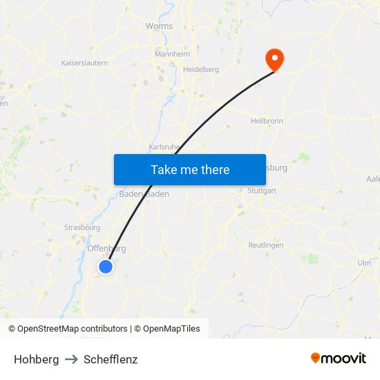 Hohberg to Schefflenz map