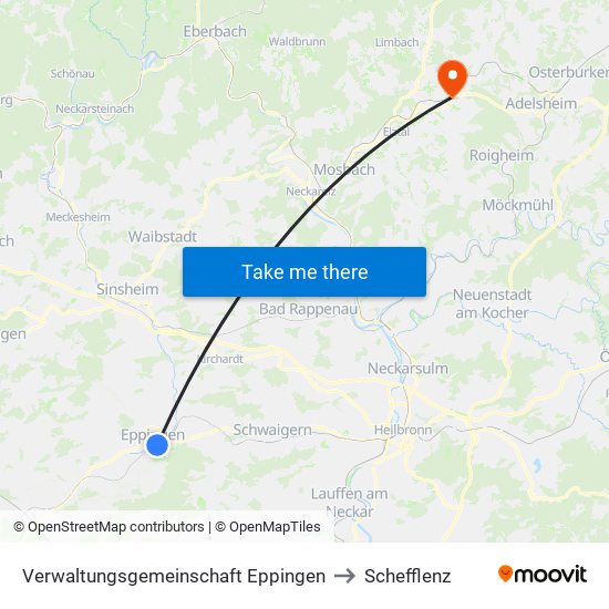 Verwaltungsgemeinschaft Eppingen to Schefflenz map