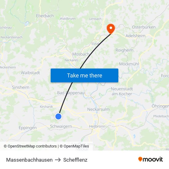 Massenbachhausen to Schefflenz map
