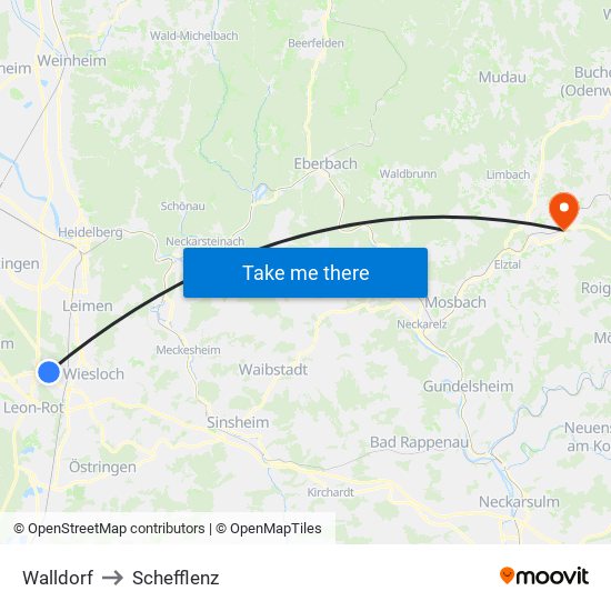 Walldorf to Schefflenz map