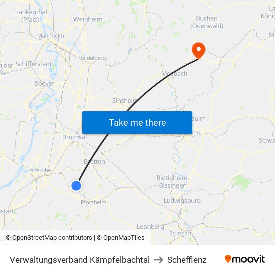 Verwaltungsverband Kämpfelbachtal to Schefflenz map