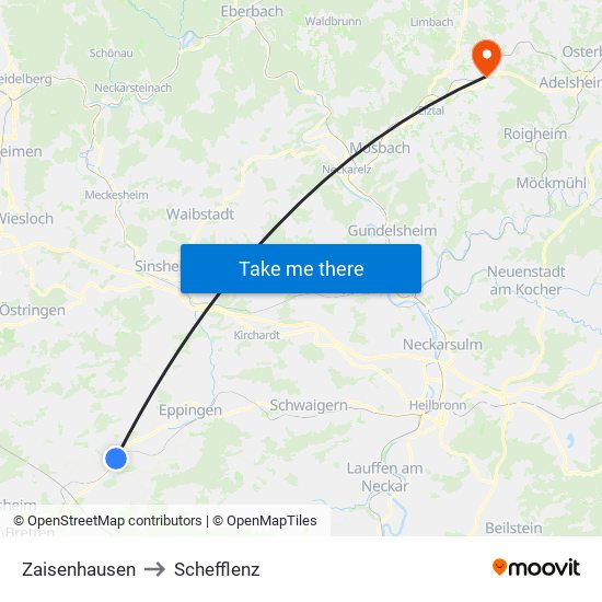 Zaisenhausen to Schefflenz map