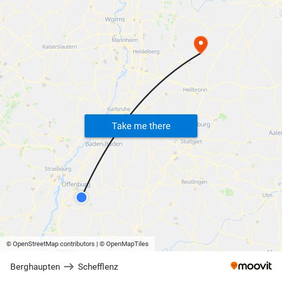 Berghaupten to Schefflenz map