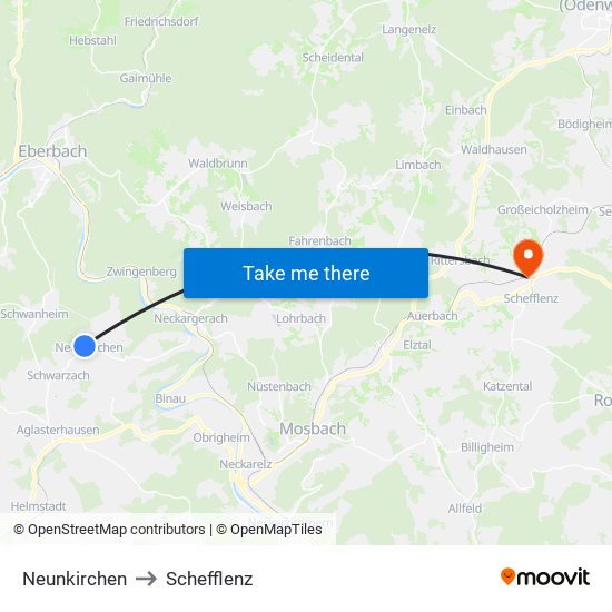 Neunkirchen to Schefflenz map