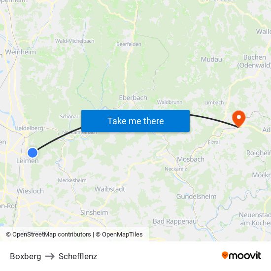 Boxberg to Schefflenz map