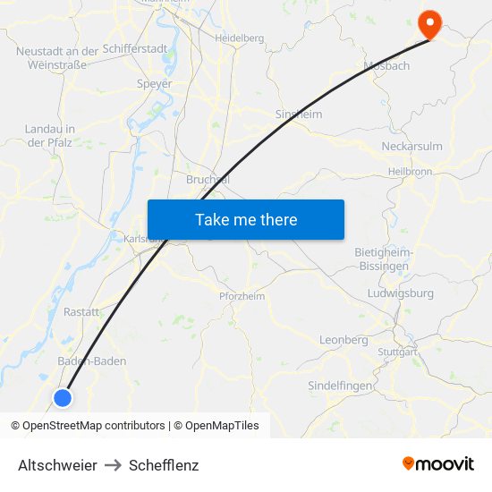 Altschweier to Schefflenz map