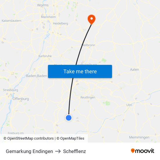 Gemarkung Endingen to Schefflenz map
