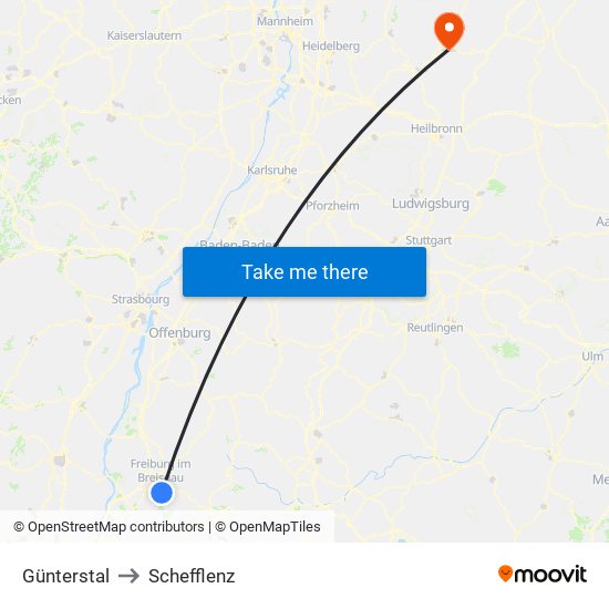 Günterstal to Schefflenz map