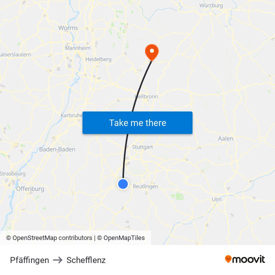 Pfäffingen to Schefflenz map