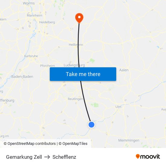 Gemarkung Zell to Schefflenz map