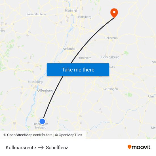 Kollmarsreute to Schefflenz map