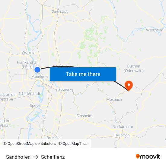 Sandhofen to Schefflenz map