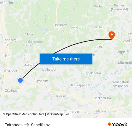 Tairnbach to Schefflenz map