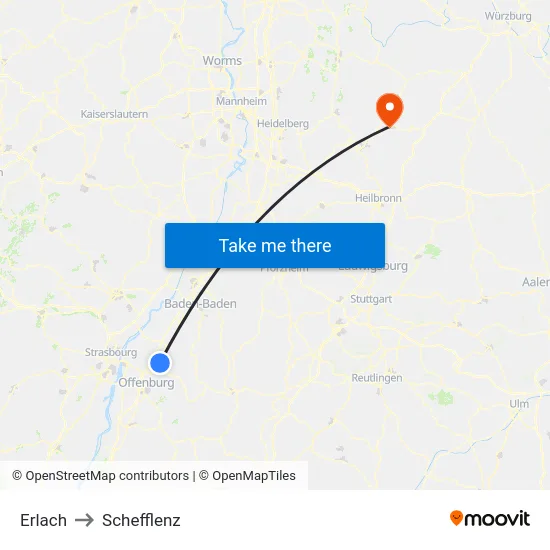 Erlach to Schefflenz map