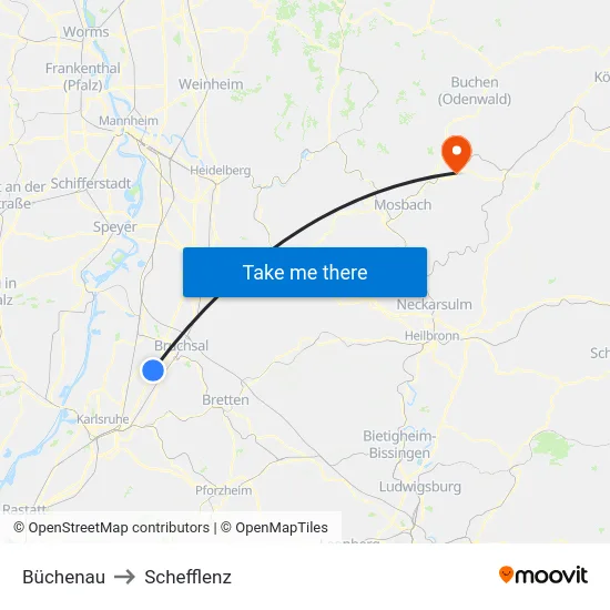 Büchenau to Schefflenz map