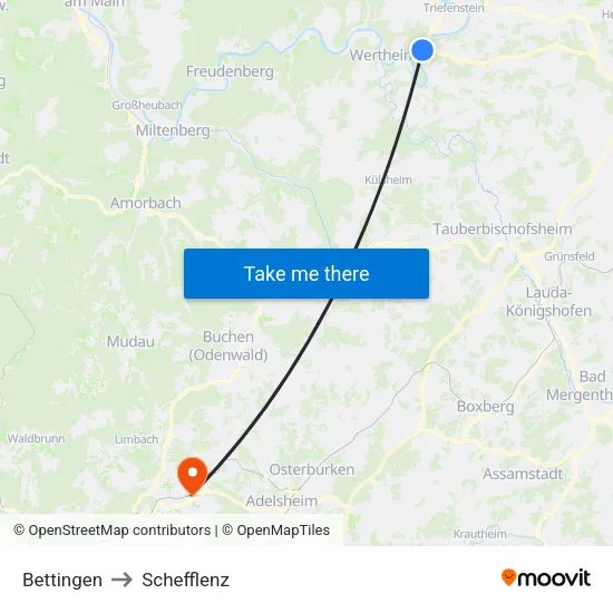 Bettingen to Schefflenz map
