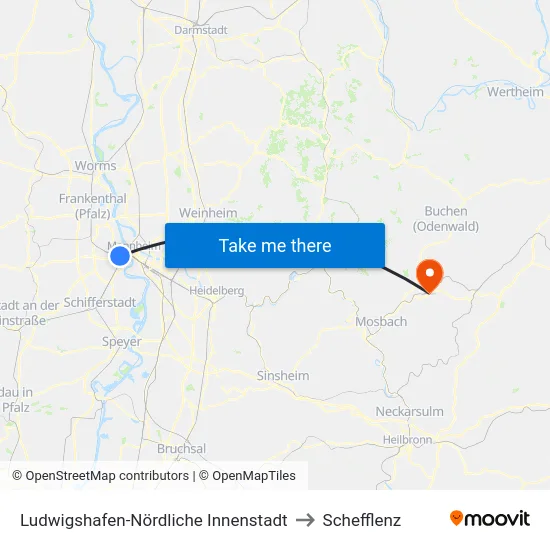 Ludwigshafen-Nördliche Innenstadt to Schefflenz map