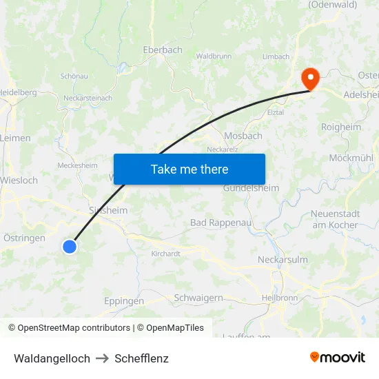 Waldangelloch to Schefflenz map