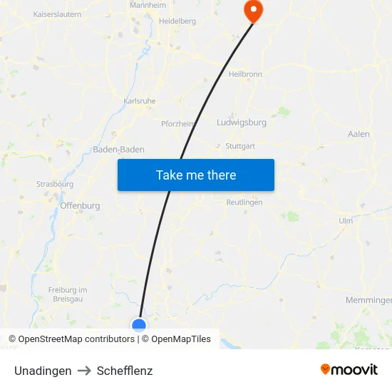 Unadingen to Schefflenz map