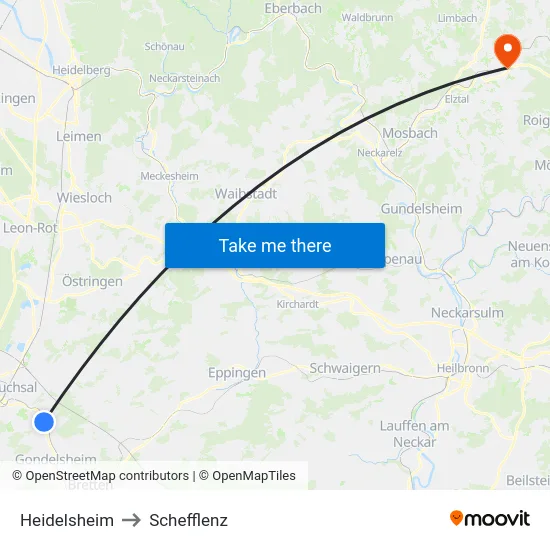 Heidelsheim to Schefflenz map