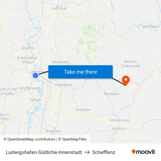 Ludwigshafen-Südliche-Innenstadt to Schefflenz map