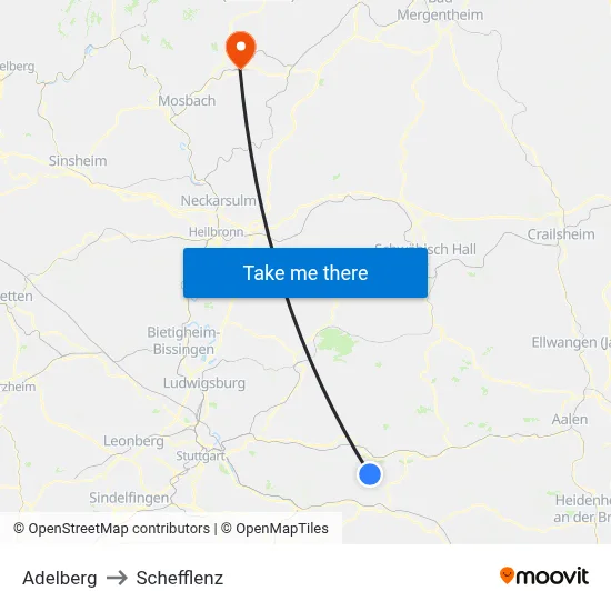 Adelberg to Schefflenz map