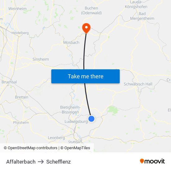 Affalterbach to Schefflenz map