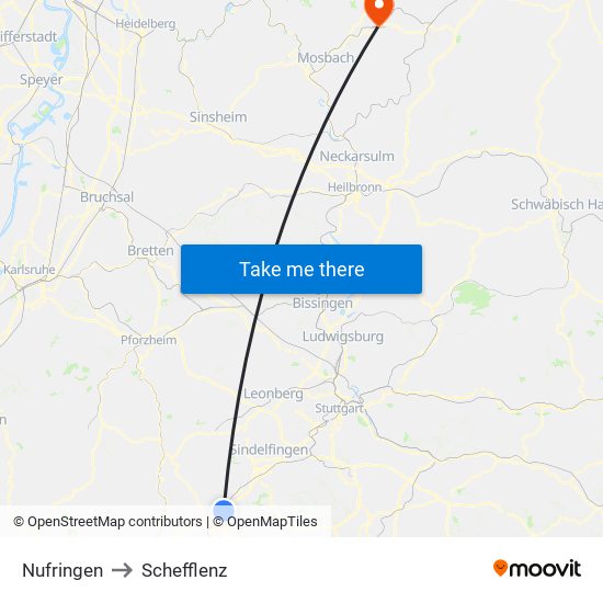 Nufringen to Schefflenz map