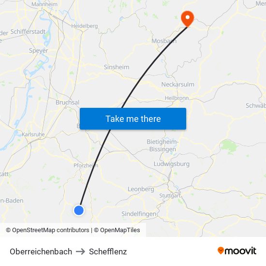 Oberreichenbach to Schefflenz map