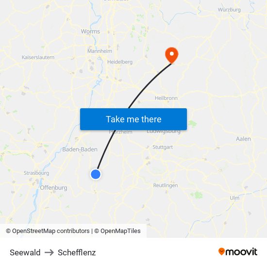 Seewald to Schefflenz map