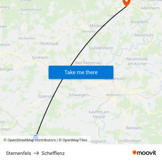 Sternenfels to Schefflenz map