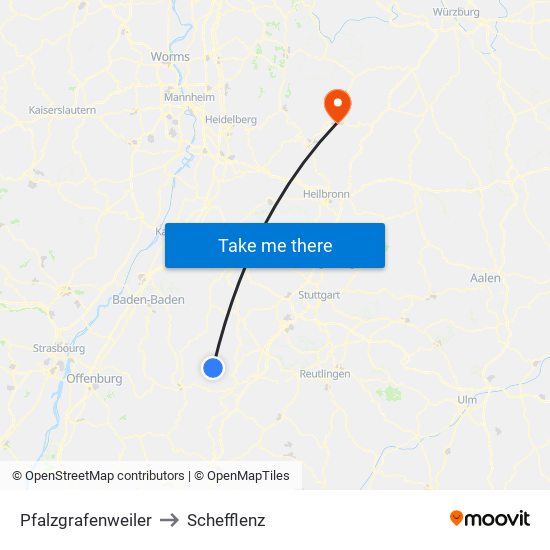 Pfalzgrafenweiler to Schefflenz map