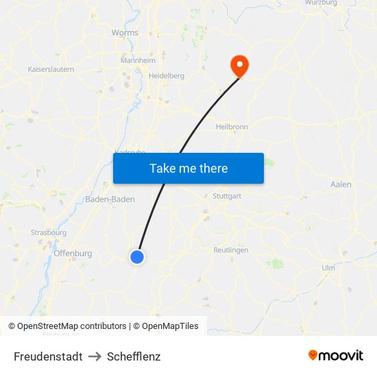 Freudenstadt to Schefflenz map