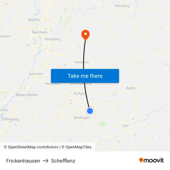 Frickenhausen to Schefflenz map