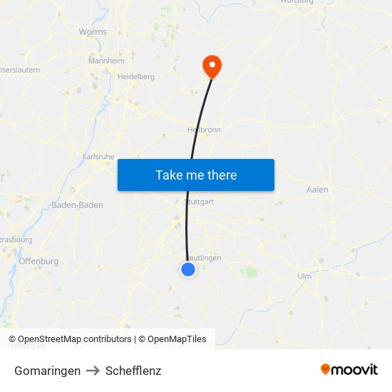 Gomaringen to Schefflenz map