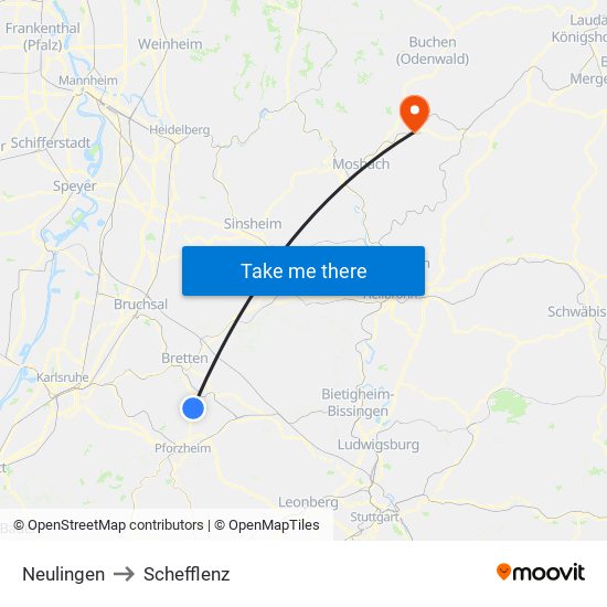 Neulingen to Schefflenz map