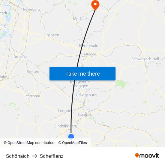 Schönaich to Schefflenz map