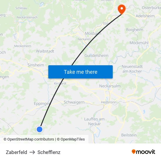 Zaberfeld to Schefflenz map
