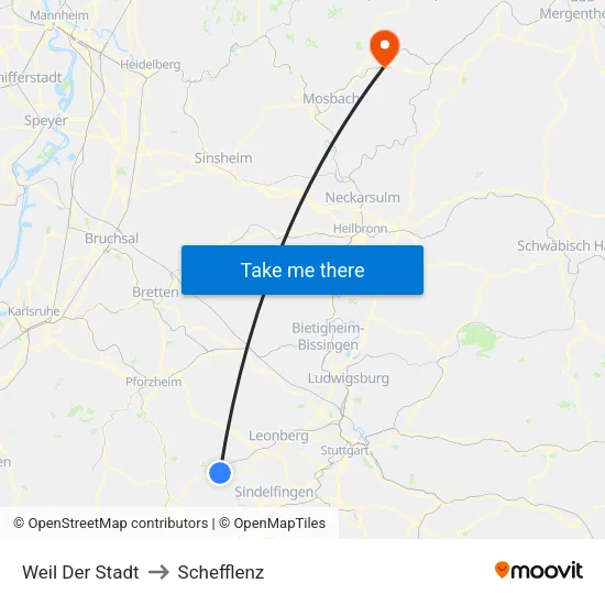 Weil Der Stadt to Schefflenz map