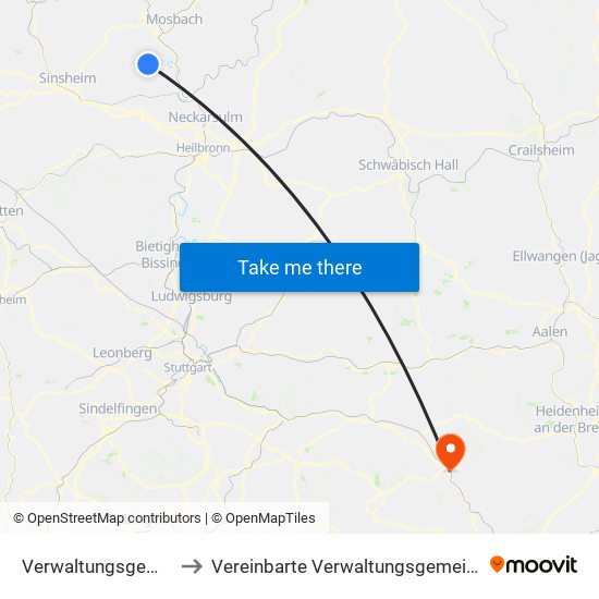 Verwaltungsgemeinschaft Haßmersheim to Vereinbarte Verwaltungsgemeinschaft Der Stadt Geislingen An Der Steige map