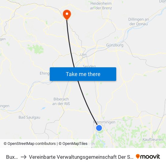 Buxheim to Vereinbarte Verwaltungsgemeinschaft Der Stadt Geislingen An Der Steige map