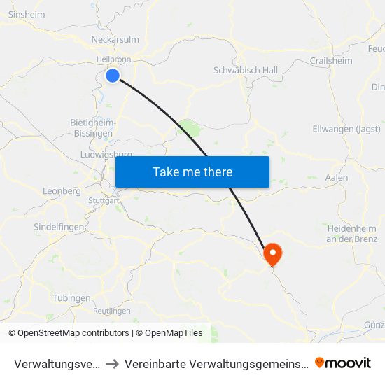 Verwaltungsverband Flein-Talheim to Vereinbarte Verwaltungsgemeinschaft Der Stadt Geislingen An Der Steige map